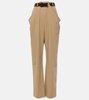 Draped cotton twill straight pants