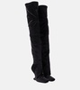 Cantilever velvet over-the-knee boots