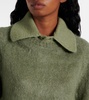 Peplum mohair-blend polo sweater