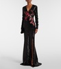 Embroidered sequined gown