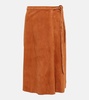 Mindy high-rise suede midi skirt