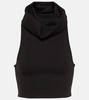 Hooded cotton-blend crop top