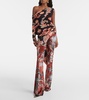 Floral crushed velvet flared pants