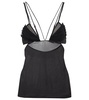 Pleated cutout mesh camisole