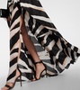 Caped zebra-print silk gown