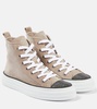 Monili-embellished high-top suede sneakers