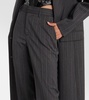 Pinstriped high-rise straight pants