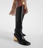 Leather wedge boots