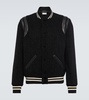 Teddy Leather-Trimmed Metallic Virgin Wool-Blend Bomber Jacket