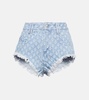 High-rise eyelet denim micro shorts