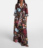 Capri printed silk satin robe