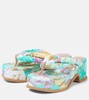 Floral-printed platform thong sandals