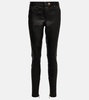 Low-rise leather skinny pants