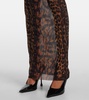 Leopard-printed mesh maxi dress