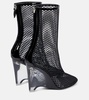 La Cage mesh and PU wedge ankle boots