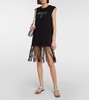 Logo fringed cotton jersey minidress