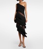 Fringed asymmetric midi dress