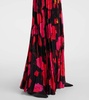 Floral pleated voile gown