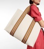 The Suitcase Stripe Medium canvas tote bag