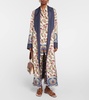 Belted printed silk coat