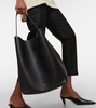 Belted leather tote bag