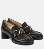 Monogram leather loafer pumps