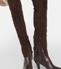 High-rise skinny suede pants