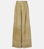 High-rise suede wide-leg pants