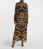 Printed silk crepe kaftan