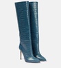 embossed-crocodile 95mm leather knee-high boots