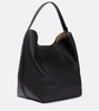 Belted leather tote bag