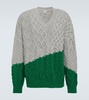 Colorblocked cable-knit wool sweater