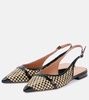 Jama leather-trimmed raffia ballet flats