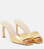 Trumpet metallic leather mules