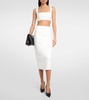 Ribbed-knit high-rise midi skirt