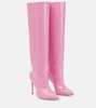 Patent leather knee-high boots