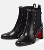 Out Line Spike Lug Leather Ankle Boots 100