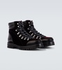 Janka leather-trimmed velvet combat boots