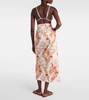 Printed cotton and silk beach cover-up