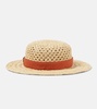 Leather-trimmed raffia hat