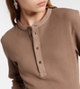 Waffle-knit cotton Henley shirt