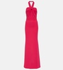 Halterneck crepe gown