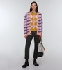 Striped brushed mohair-blend cardigan