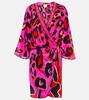 Giraffe-print silk wrap dress