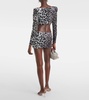 Leopard-print velvet miniskirt