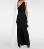 One-shoulder scarf-detail cady gown