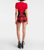 Foam checked virgin wool miniskirt