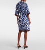 Printed silk satin shirt dress