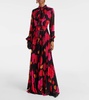 Floral pleated voile gown