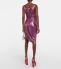 Draped metallic lamé minidress